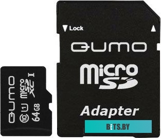 Карта памяти Qumo microSDXC UHS-1 64GB + адаптер (QM64GMICSDXC10U1)