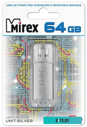 USB накопитель (Флешка) Mirex Unit Silver 64GB [13600-FMUUSI64]