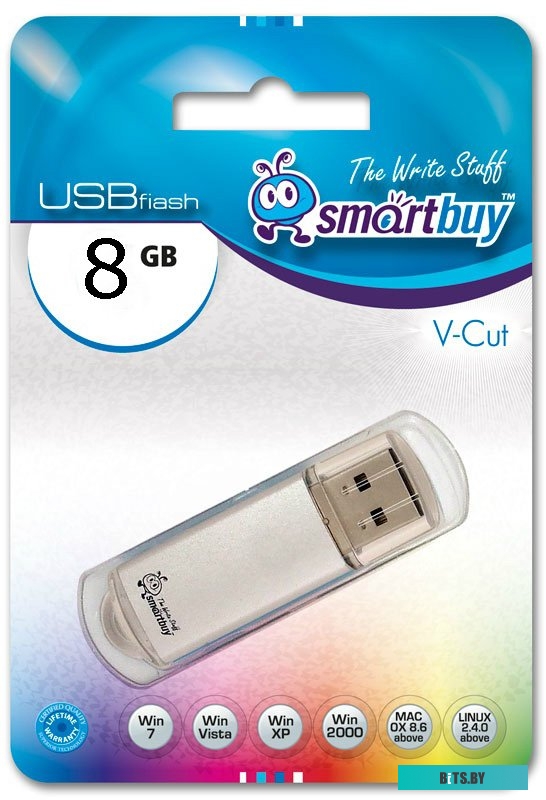 USB накопитель (Флешка) Smart Buy 8GB V-Cut Silver [SB8GBVC-S]