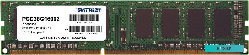 Оперативная память Patriot Signature 8GB DDR3 PC3-12800 (PSD38G16002)