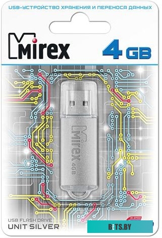 USB накопитель (Флешка) Mirex Unit Silver 4GB [13600-FMUUSI04]