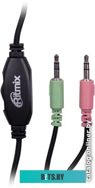 Наушники (Гарнитура) Ritmix RH-555M (черный/зеленый)