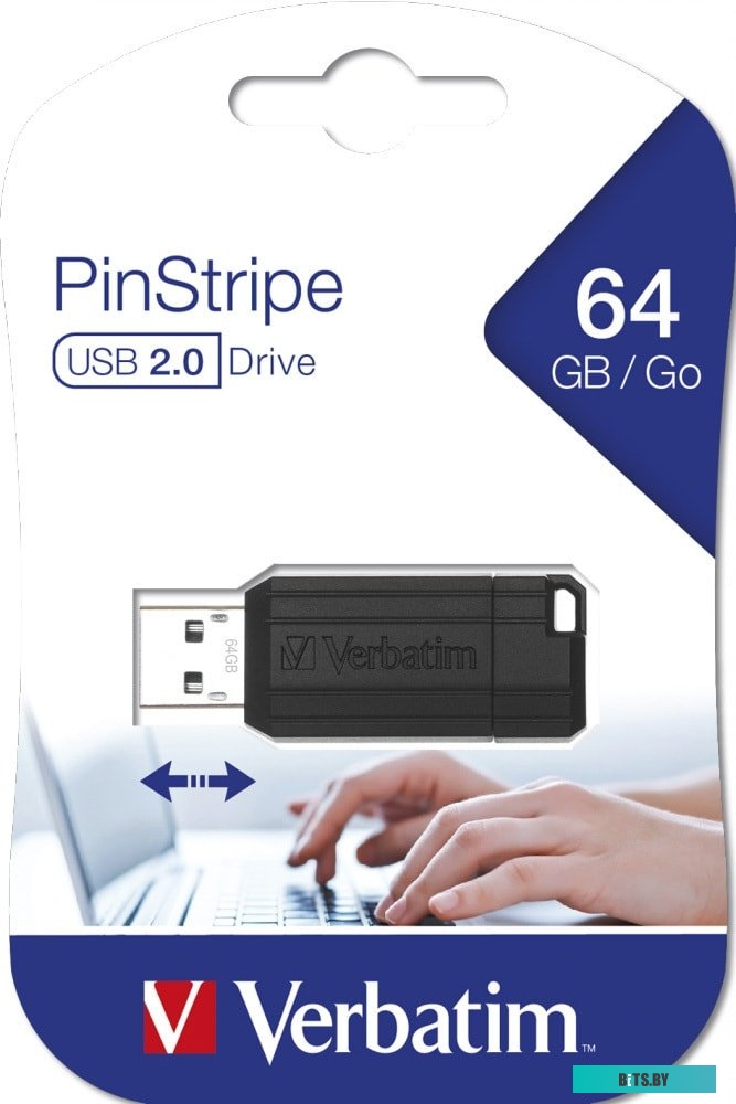 USB накопитель (Флешка) Verbatim PinStripe черный 64 GB (49065)
