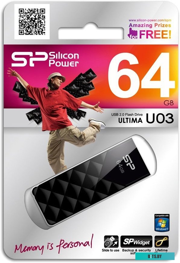 USB накопитель (Флешка) Silicon Power Ultima U03 Black 64GB (SP064GBUF2U03V1K)