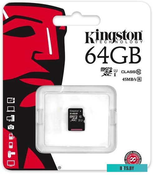 Карта памяти Kingston microSDXC UHS-I (Class 10) 64GB [SDC10G2/64GBSP]