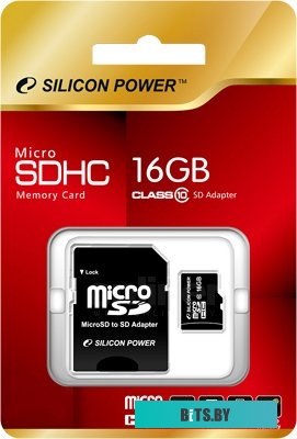 Карта памяти Silicon Power microSDHC (Class 10) 16GB (SP016GBSTH010V10)