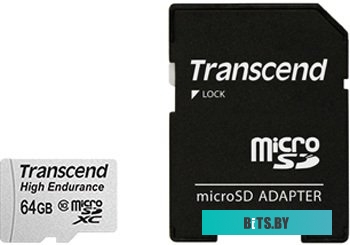 Карта памяти Transcend microSDXC HE (Class 10) UHS-I 64GB + адаптер [TS64GUSDXC10V]