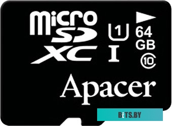 Карта памяти Apacer microSDXC (Class 10) 64GB + адаптер [AP64GMCSX10U1-R]