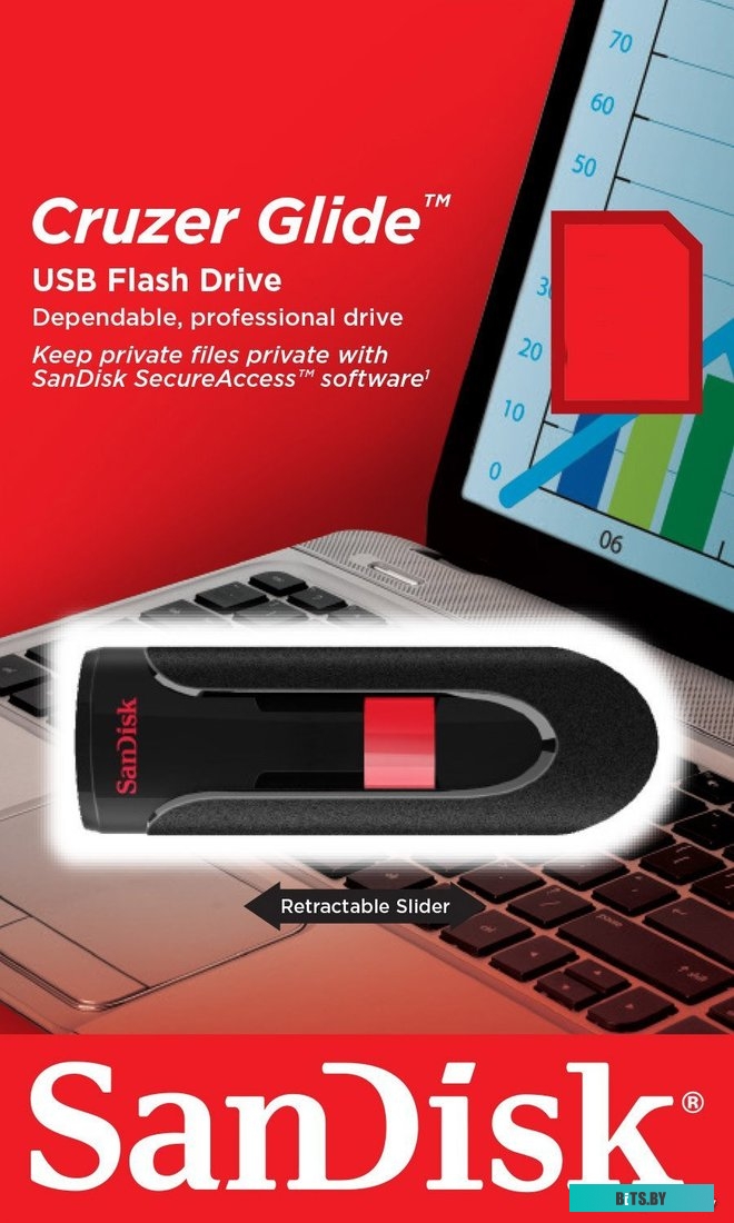 USB накопитель (Флешка) Sandisk Cruzer Glide 256GB (черный) [SDCZ600-256G-G35]