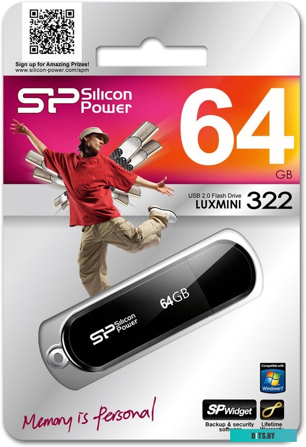 USB накопитель (Флешка) Silicon Power LuxMini 322 Black 64GB (SP064GBUF2322V1K)