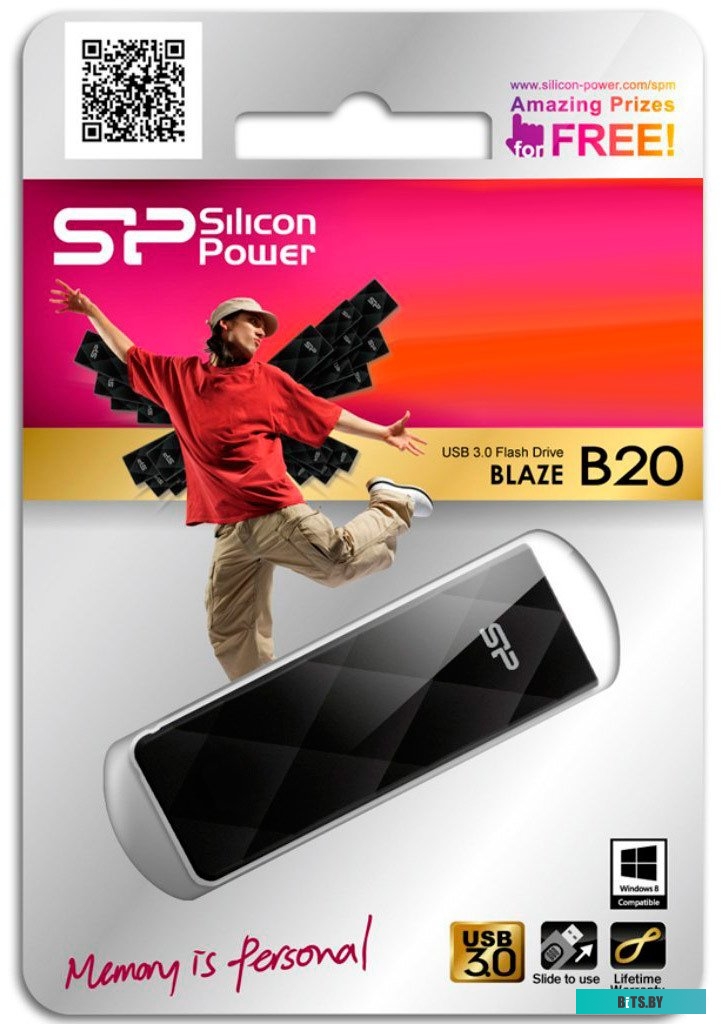 USB накопитель (Флешка) Silicon Power Blaze B20 Black 128GB (SP128GBUF3B20V1K)