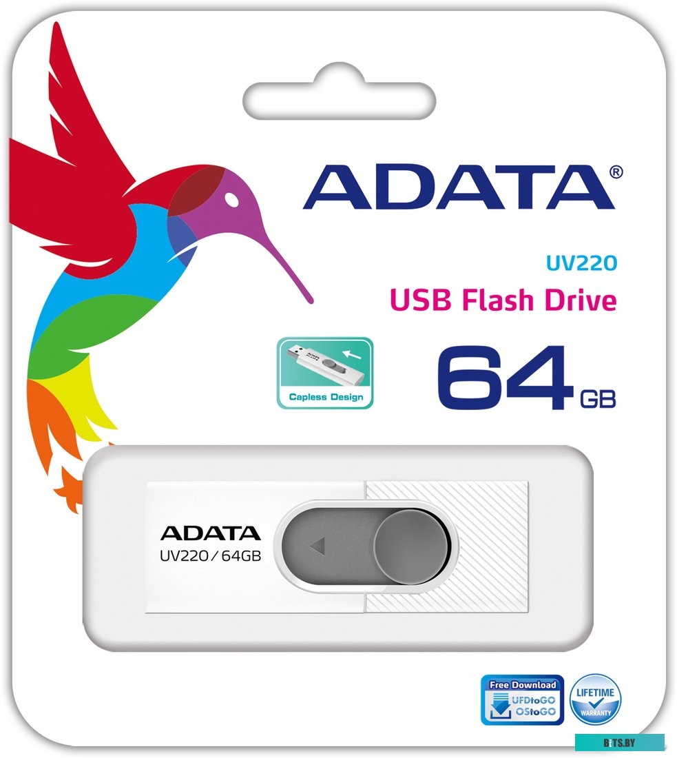 USB накопитель (Флешка) ADATA UV220 64GB (белый/серый) <AUV220-64G-RWHGY>