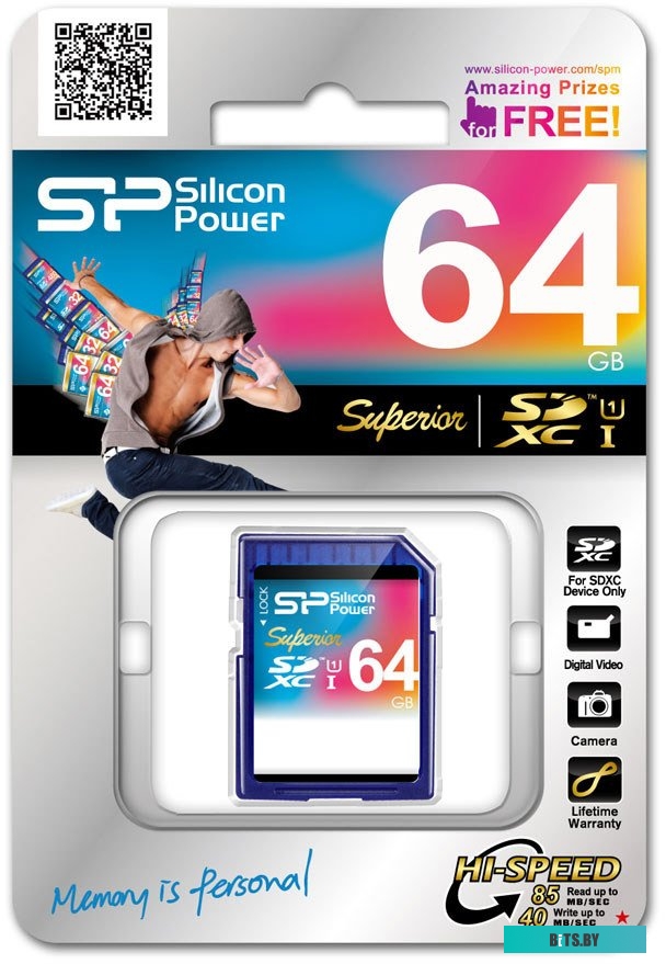 Карта памяти Silicon Power SDXC Superior UHS-1 (Class 10) 64 GB (SP064GBSDXCU1V10)