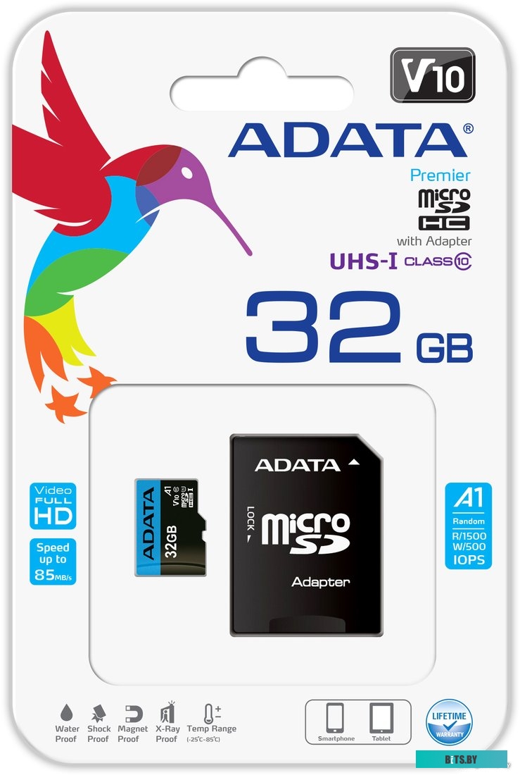 Карта памяти ADATA Premier AUSDH32GUICL10A1-RA1 microSDHC 32GB (с адаптером)