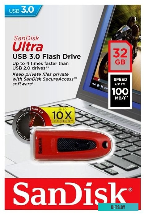 USB накопитель (Флешка) Sandisk Ultra USB 3.0 64GB (красный) [SDCZ48-064G-U46R]