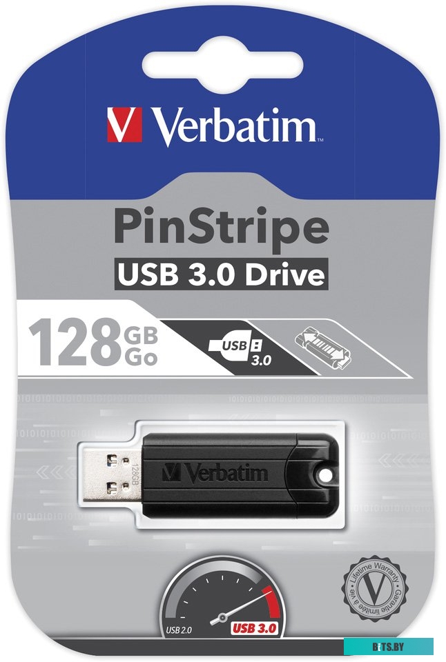 USB накопитель (Флешка) Verbatim PinStripe 128GB [49319]