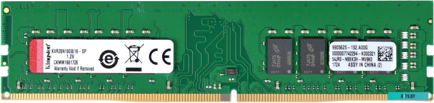 Модуль памяти Kingston ValueRAM 16GB DDR4 PC4-21300 KVR26N19D8/16