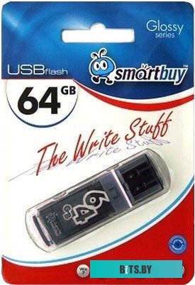 USB накопитель (Флешка) Smart Buy Glossy series Black 64GB (SB64GBGS-K)