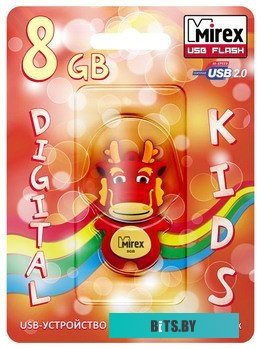 USB накопитель (Флешка) Mirex DRAGON RED 8GB (13600-KIDDAR08)