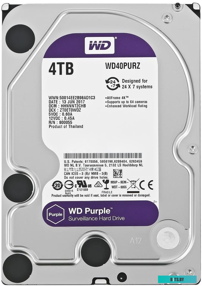 Жесткий диск WD Purple 4TB [WD40PURZ]