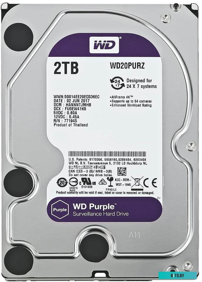 Жесткий диск WD Purple 2TB [WD20PURZ]