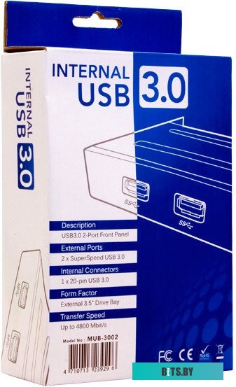 Хаб USB MUB-3002 Chieftec int USB3.0 2порта frontpanel