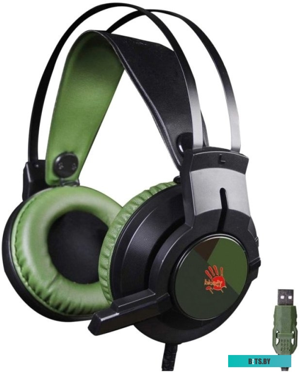 Наушники (Гарнитура) A4Tech Bloody J450 (черный/зеленый)