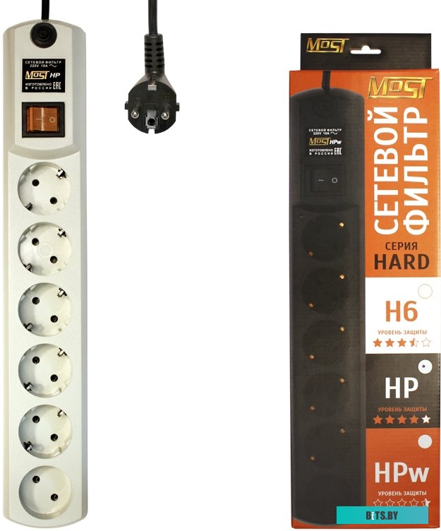 Сетевой фильтр (удлинитель) Most HP 5 м (белый)