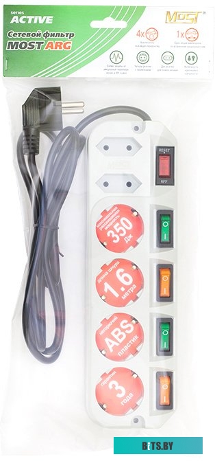 Сетевой фильтр (удлинитель) Most АRG 1.6 м (белый)