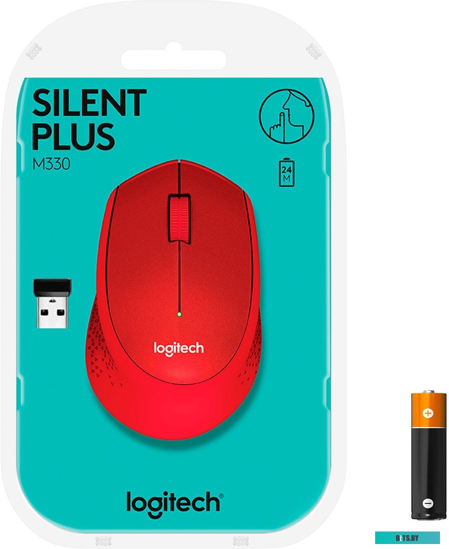 Мышь Logitech M330 Silent Plus (красный) <910-004911>