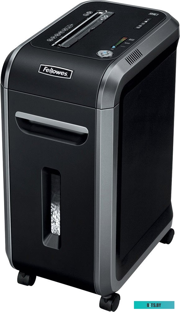 Шредер Fellowes® Powershred® FS-46910 99Ci, DIN P-4, 4х38 мм, 17 лст., 34 лтр., 100% Jam Proof™, SafeSense™, уничт.: скобы, пл.карты, скрепки, CD