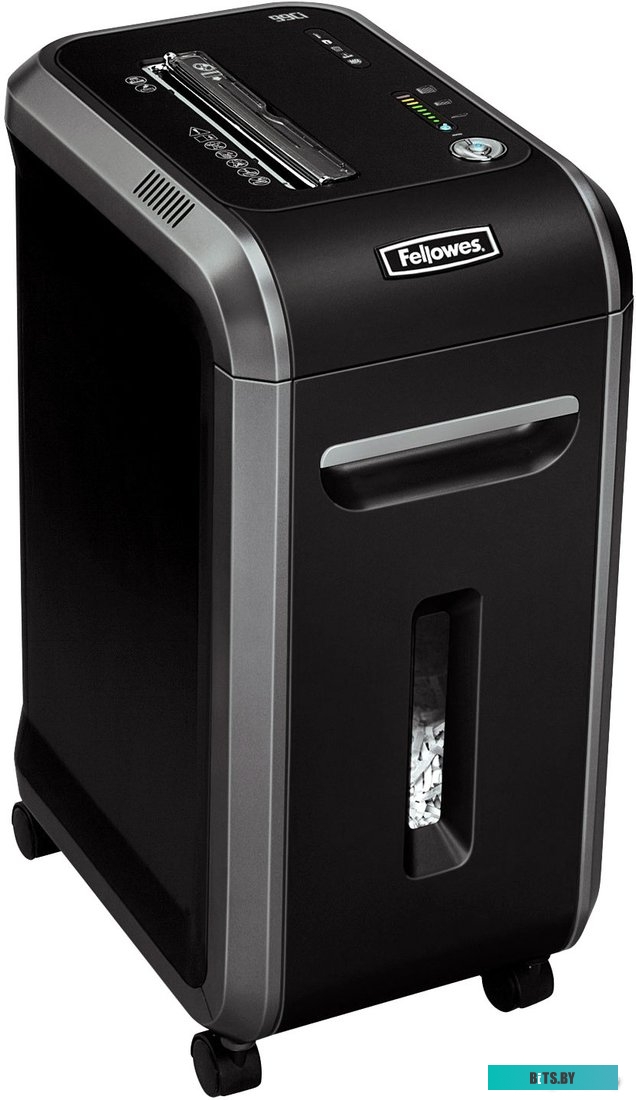 Шредер Fellowes® Powershred® FS-46910 99Ci, DIN P-4, 4х38 мм, 17 лст., 34 лтр., 100% Jam Proof™, SafeSense™, уничт.: скобы, пл.карты, скрепки, CD