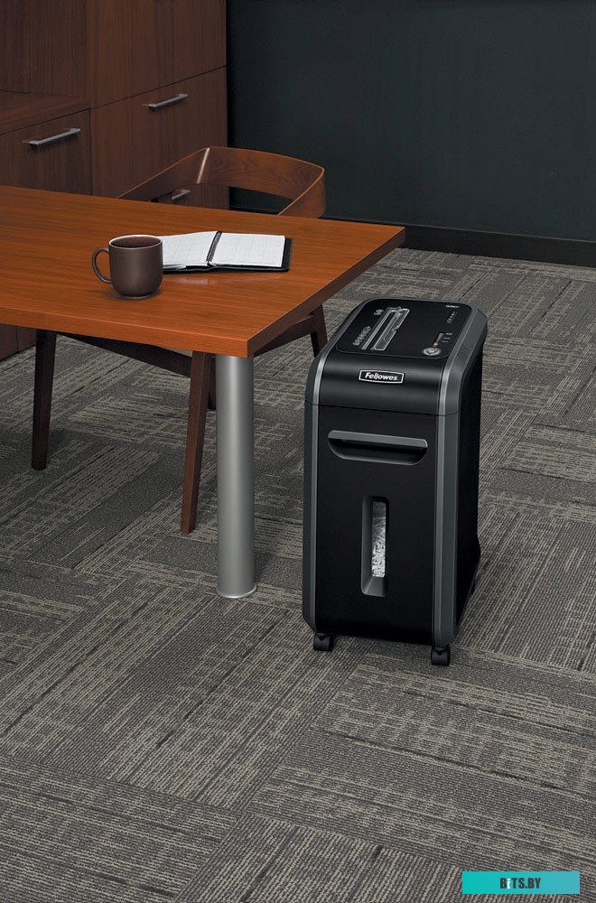Шредер Fellowes® Powershred® FS-46910 99Ci, DIN P-4, 4х38 мм, 17 лст., 34 лтр., 100% Jam Proof™, SafeSense™, уничт.: скобы, пл.карты, скрепки, CD