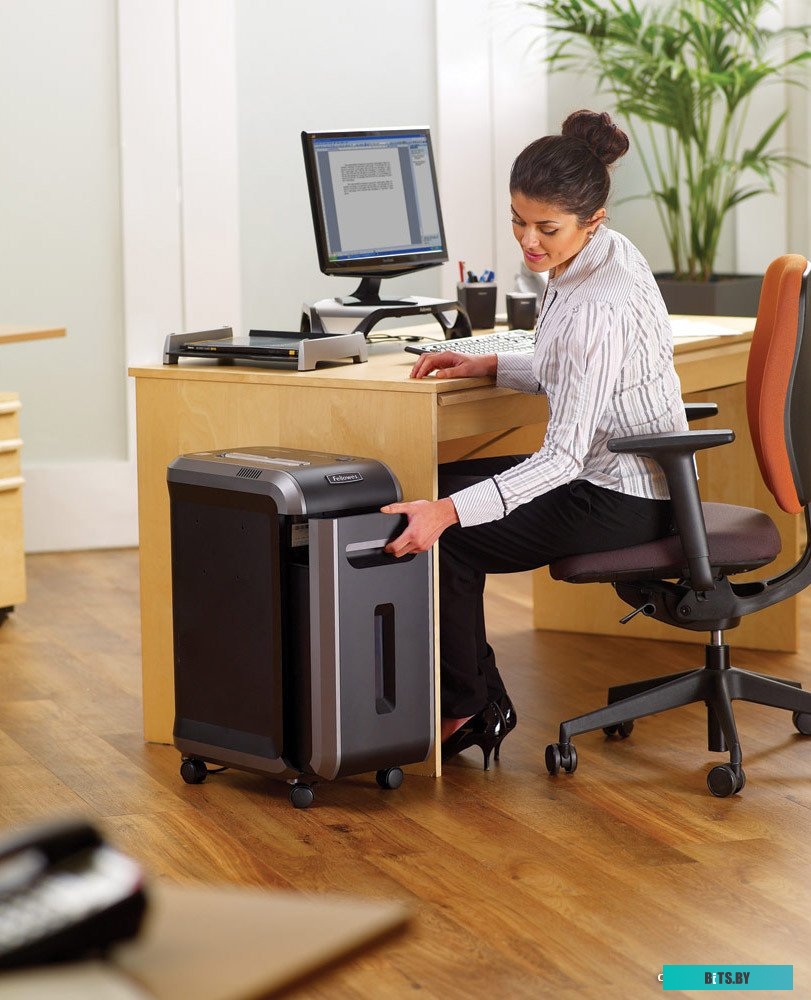 Шредер Fellowes® Powershred® FS-46910 99Ci, DIN P-4, 4х38 мм, 17 лст., 34 лтр., 100% Jam Proof™, SafeSense™, уничт.: скобы, пл.карты, скрепки, CD