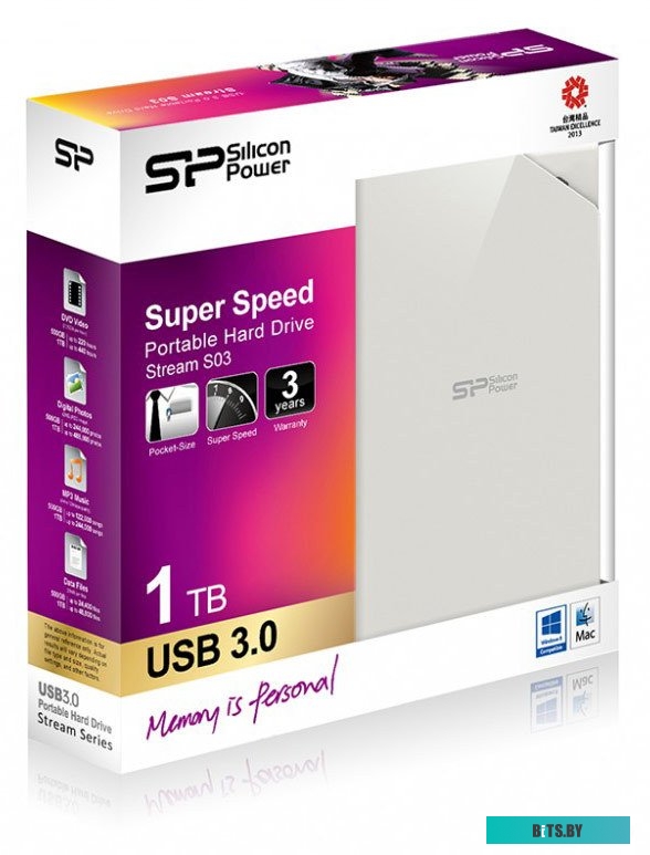 Внешний жесткий диск Silicon Power Stream S03 1TB White (SP010TBPHDS03S3W)