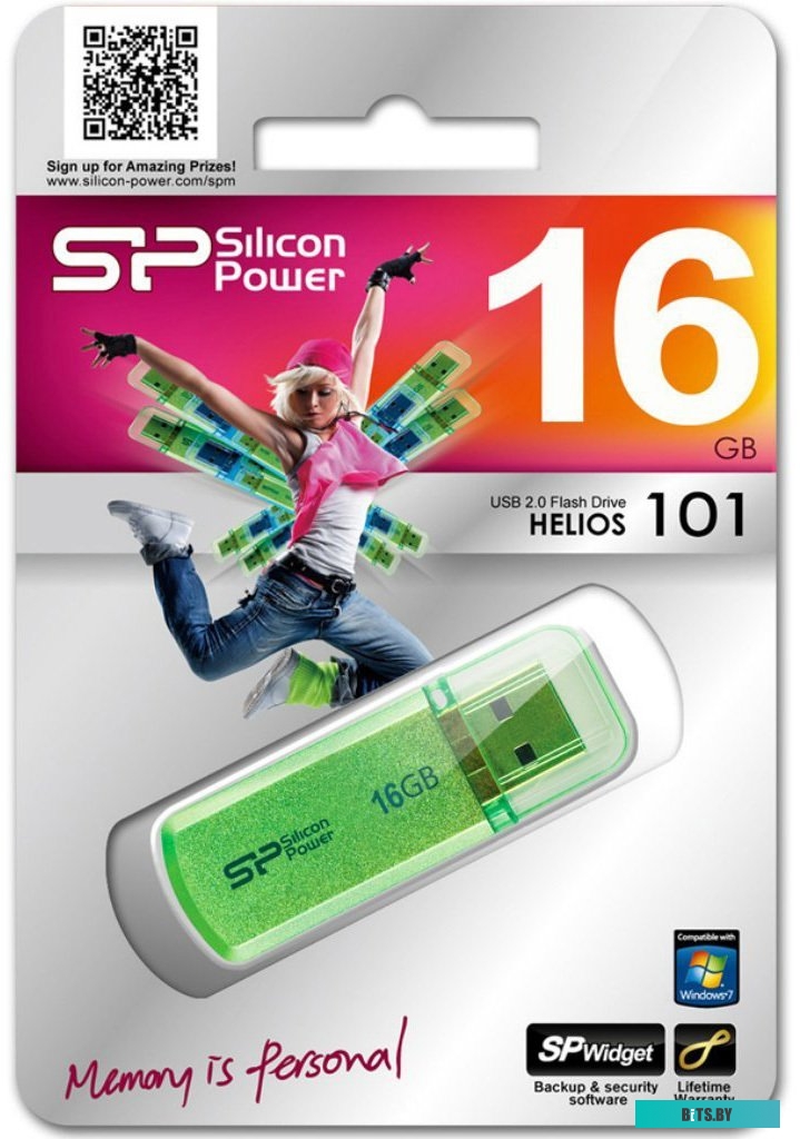 USB накопитель (Флешка) Silicon Power Helios 101 16GB зеленый [SP016GBUF2101V1N]
