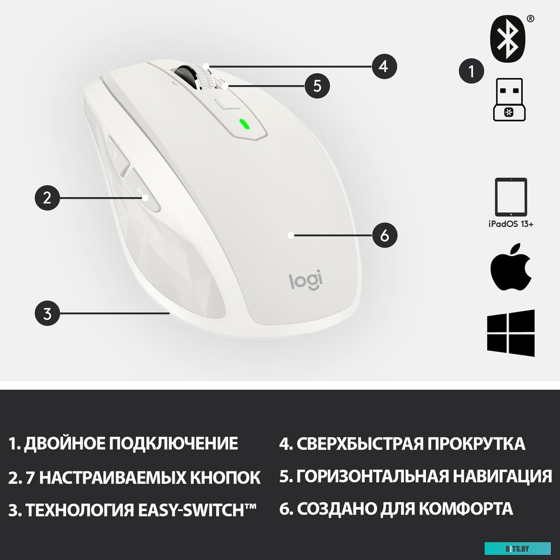 Мышь Logitech MX Anywhere 2S (светло-серый) [910-005155]