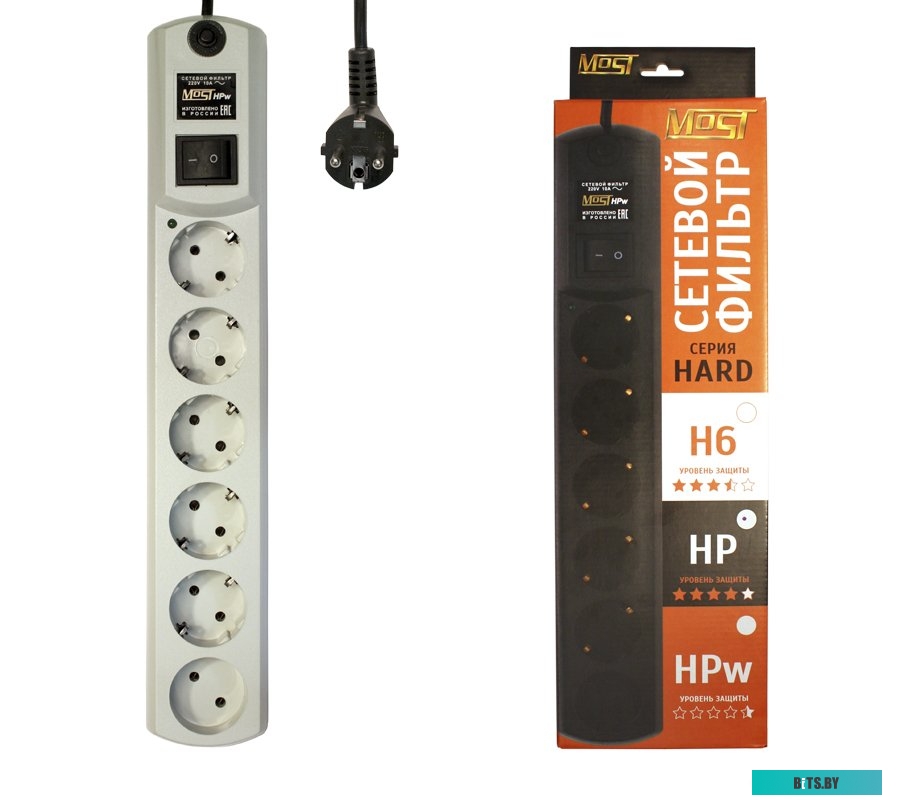 Сетевой фильтр (удлинитель) Most HPW 5 м (белый)