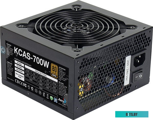 БП Aerocool 700W KCAS-700W (ATX2.3, 24+8-pin, 2x6/8-pin, 4xHDD, 1xFDD, 7xSATA, 120mm, 80+ Bronze) RTL