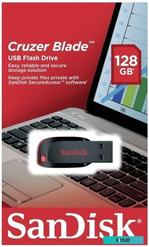 USB накопитель (Флешка) Sandisk Cruzer Blade Black 128GB (SDCZ50-128G-B35)