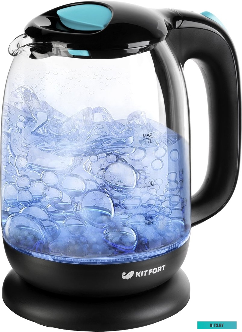 Электрочайник Kitfort KT-625-1 (черный/голубой)