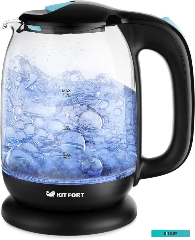 Электрочайник Kitfort KT-625-1 (черный/голубой)
