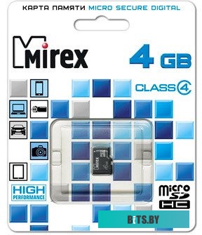Карта памяти Mirex microSDHC (Class 4) 4GB (13612-MCROSD04)