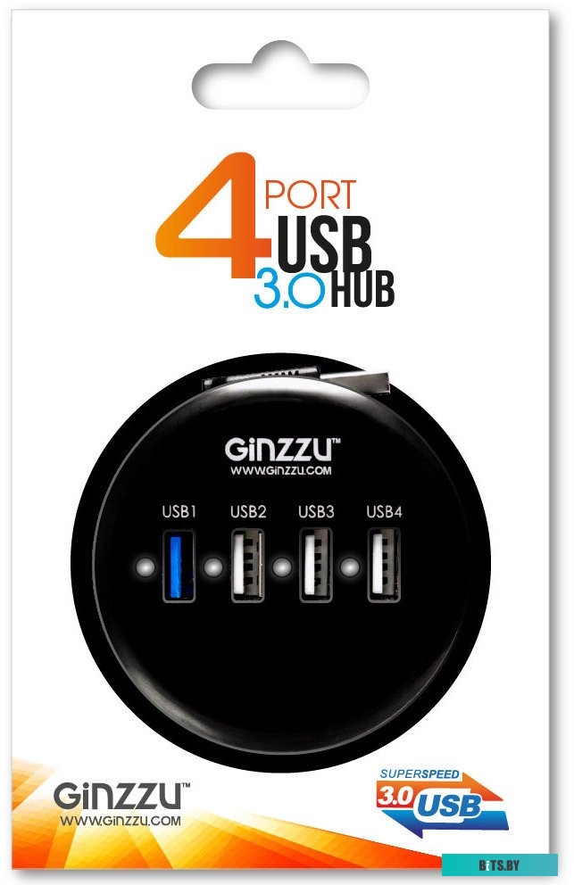Хаб USB GR-314UB GINZZU USB 3.0/2.0, 4 port(1xUSB3.0+3xUSB2.0)