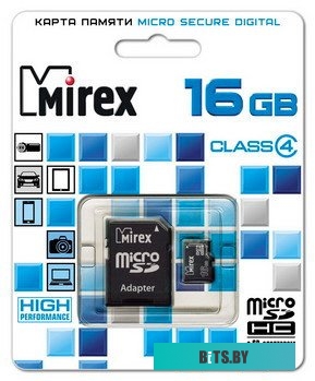 Карта памяти Mirex microSDHC (Class 4) 16GB (13613-ADTMSD16)