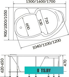 ЦМО Комплект уголков опорных (направляющие) для напольных шкафов, глубина 750 мм, нагрузка до 150 кг. арт. УО-75У