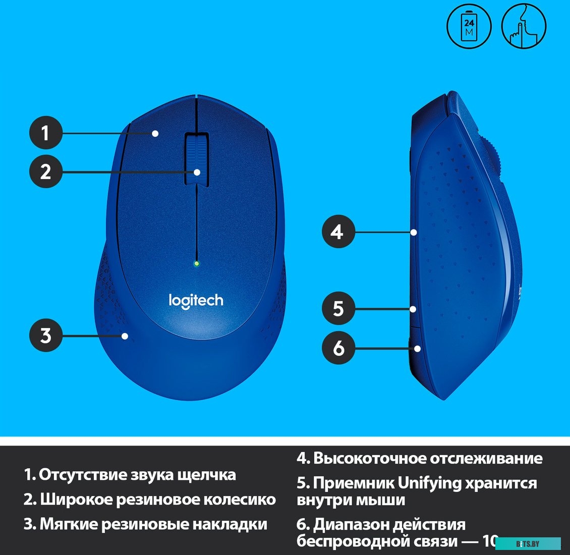 Мышь Logitech M330 Silent Plus (синий)