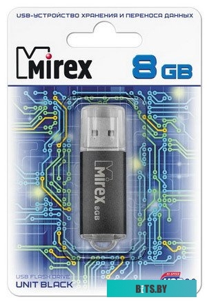 USB накопитель (Флешка) Mirex UNIT BLACK 8GB (13600-FMUUND08)