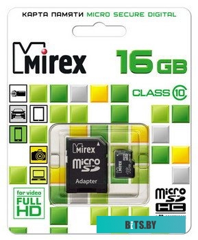 Карта памяти Mirex microSDHC (Class 10) 16GB (13613-AD10SD16)