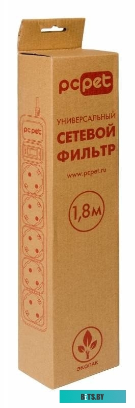 Сетевой фильтр PC Pet AP01006-1.8-BK 1.8м (5 розеток) черный 1.8м C14, 5 евророзеток